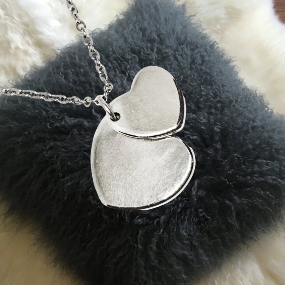 Sterling Silver Hearts Pendant with Stainless Steel Necklace - Picture 5 of 5
